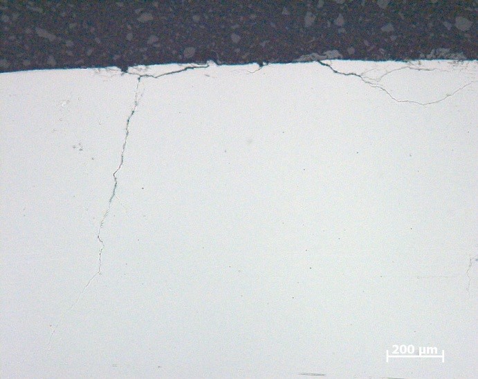 Cross section of Stress Corrosion Cracking of stainless steel pipe