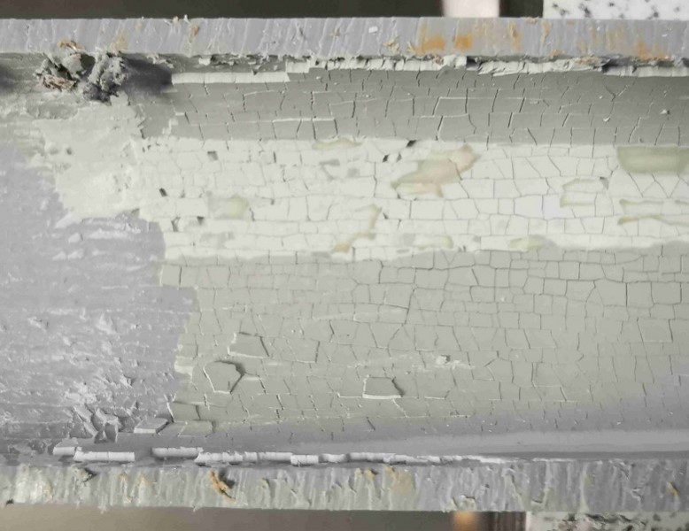 Internal degraded surface of polybutylene plastic pipe